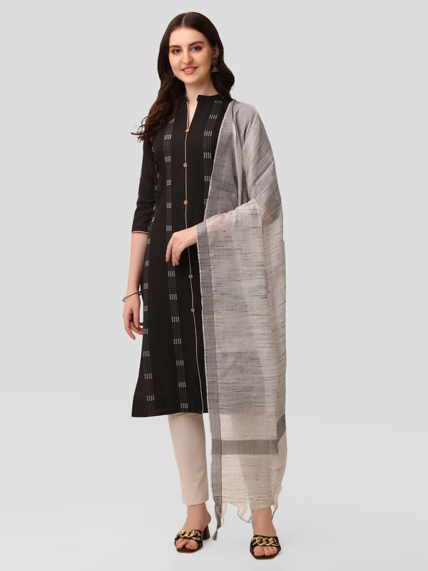 Women's Black Color Cotton Kurti With Pant