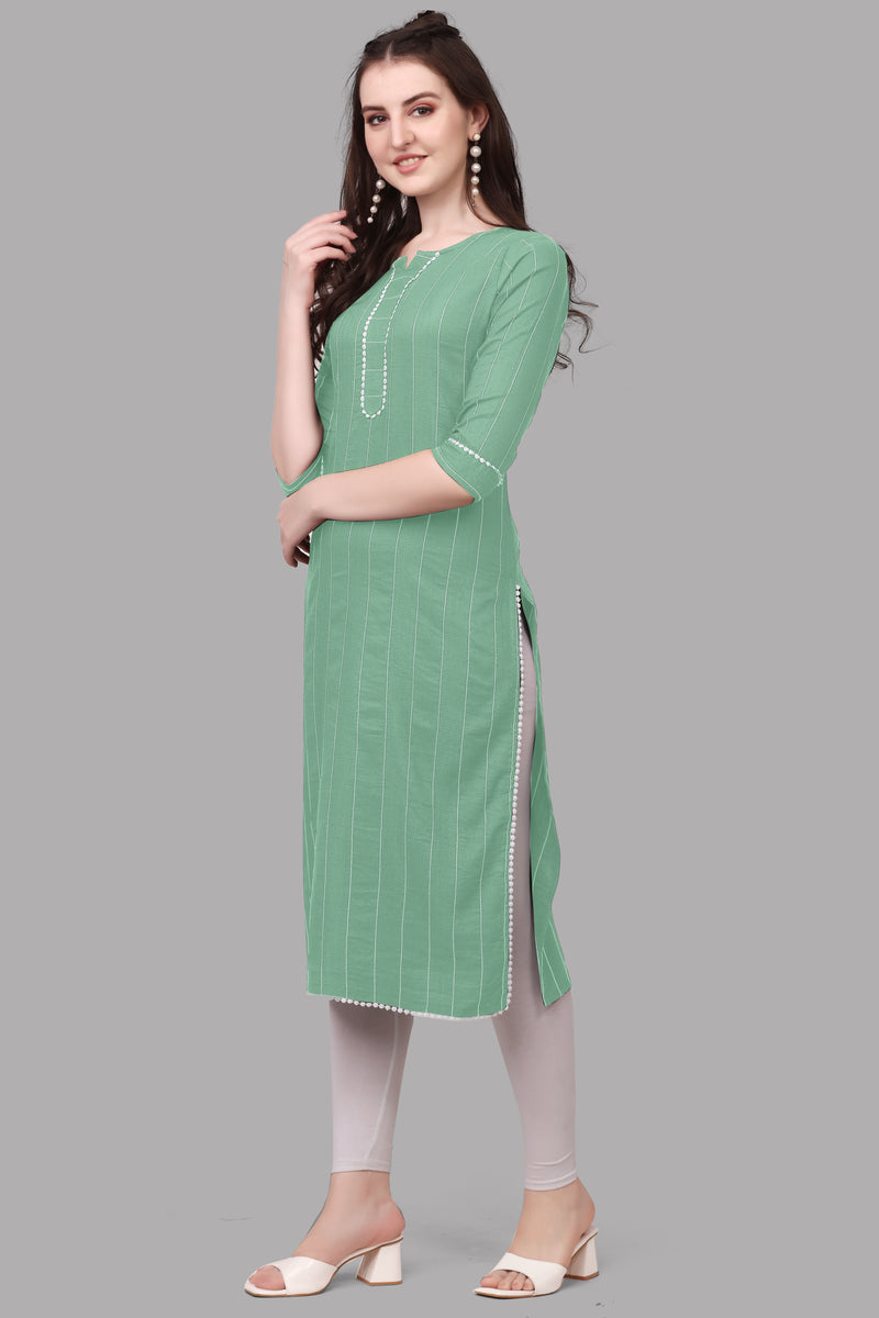 pista cotton fancy half sleeve kurti.