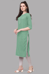 pista cotton fancy half sleeve kurti.