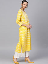Yellow printed kurta  for women