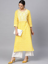 Yellow designer kurta for women
