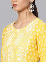 Yellow party wear kurta  for women