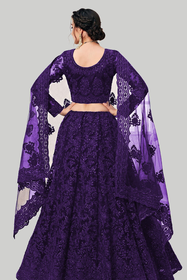 Violate Designer Net Embroidery Work Lehenga Choli For Women