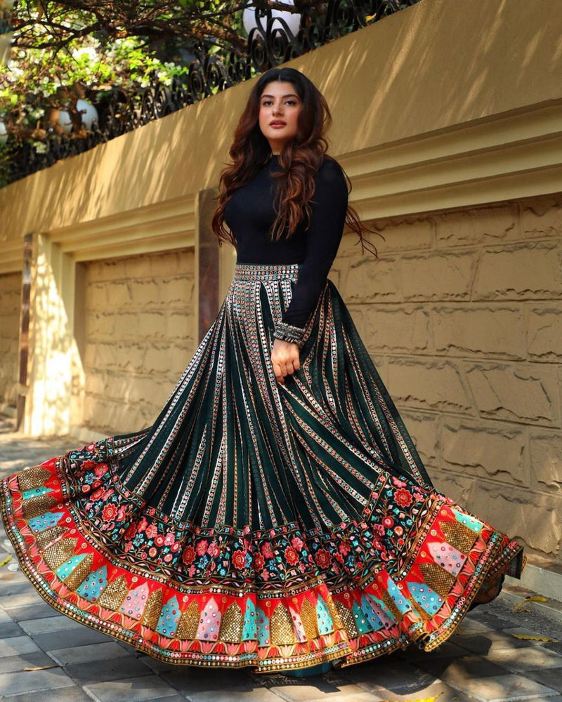 black gorgette party wear  lehengha choli with Embroidery Work With Dupatta