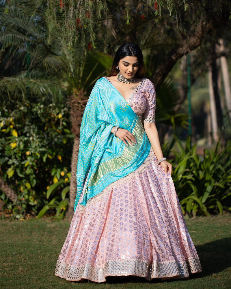 baby pink lehenga dress for party