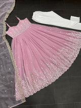 pink georgette casual wear dress