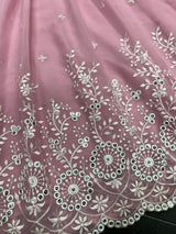 pink georgette casual wear embroidery work dress