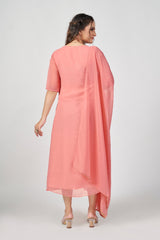  peach embroidery Work gown