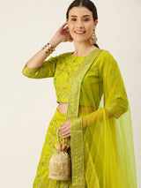 light green silk lehenga choli for women