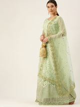 pista color nett embroidery lehenga choli for women's