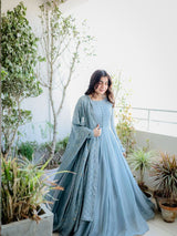 heavy georgette gown with dupatta.