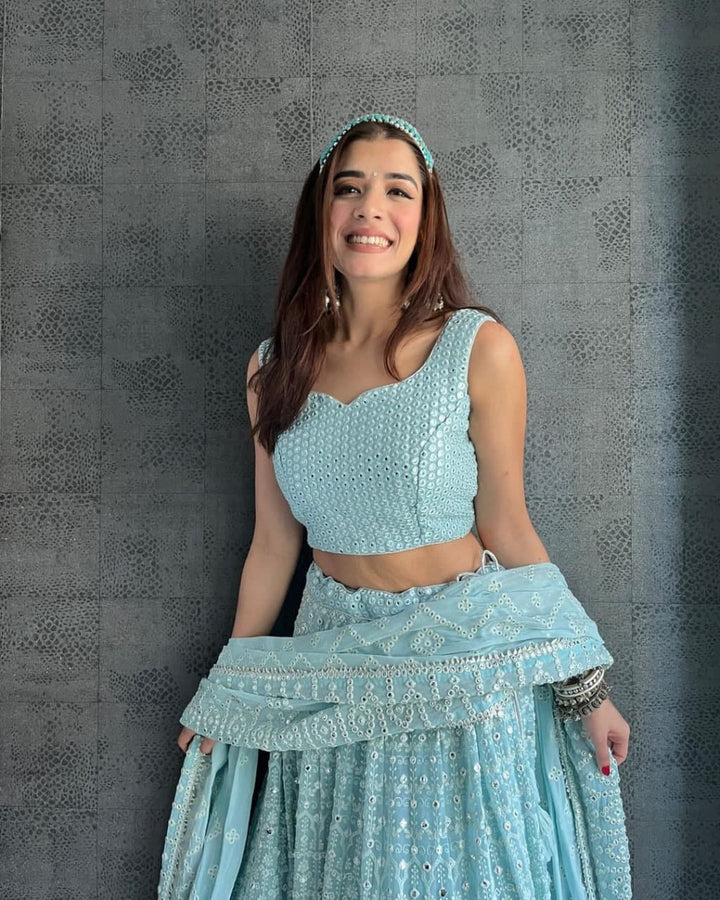 sky blue party wear