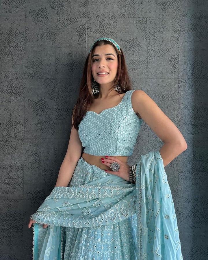 sky blue lehenga choli for wedding wear