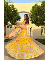 Yellow New Stylist Georgette Embroidery With Sequence Lehenga Choli For Women