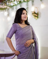 purple party wear saree for women