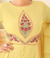 Yellow Designer Heavy Georgette  Embroidery Gown For Women