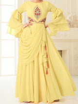 Yellow Designer Heavy Georgette  Embroidery Gown For Women