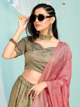 green heavy silk  embroidery work lehenga choli  for women