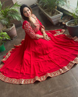 heavy fox gorgette gown with dupatta.