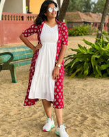 Red designer koti type kurti